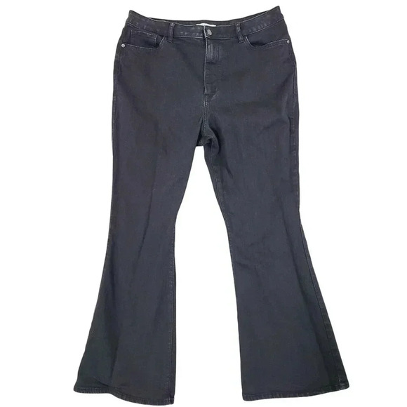 Elizabeth And James Womens High Rise Flare Jeans 18 Organic Cotton Black  16PT - Picture 1 of 7